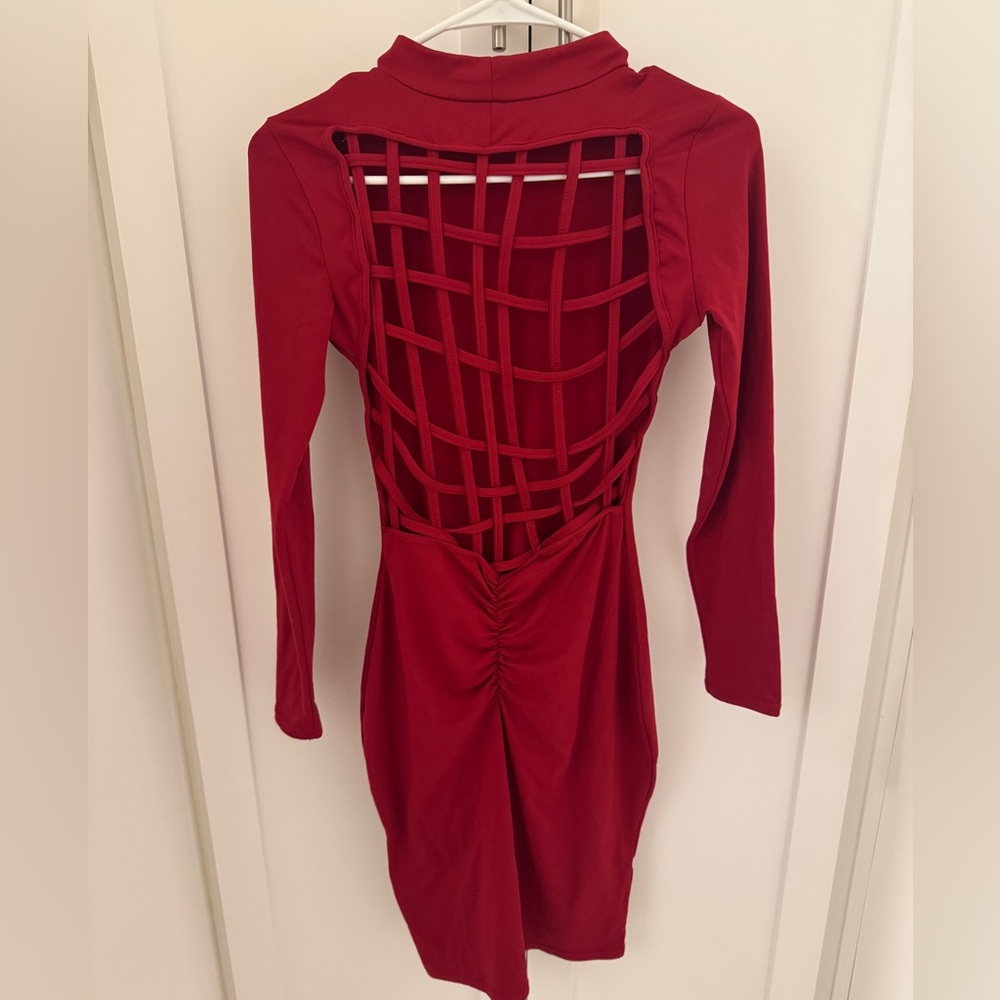Red Lattice Back Dress